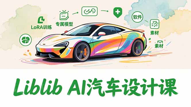 2025Liblib AI汽车设计课，文生图入门、LoRA训练、专属模型，快速上手【实战+解说+软件+素材】-快名资源网