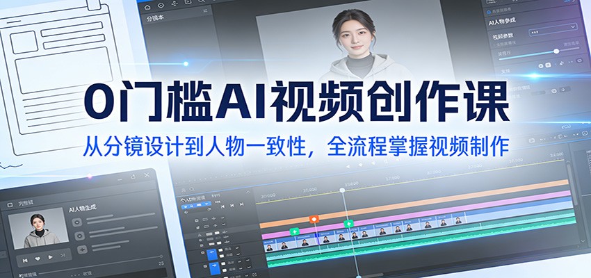 0门槛AI视频创作课：从分镜设计到人物一致性，全流程掌握视频制作-快名资源网