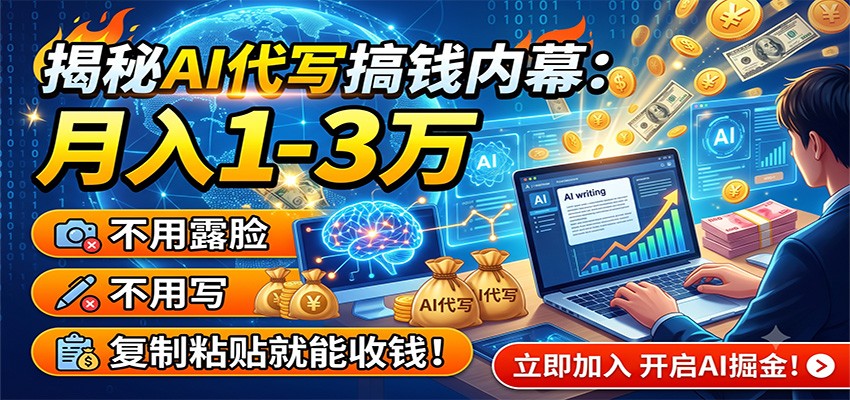 揭秘AI代写搞钱内幕：月入1-3万，不用露脸不用写，复制粘贴就能收钱！-青虫资源网