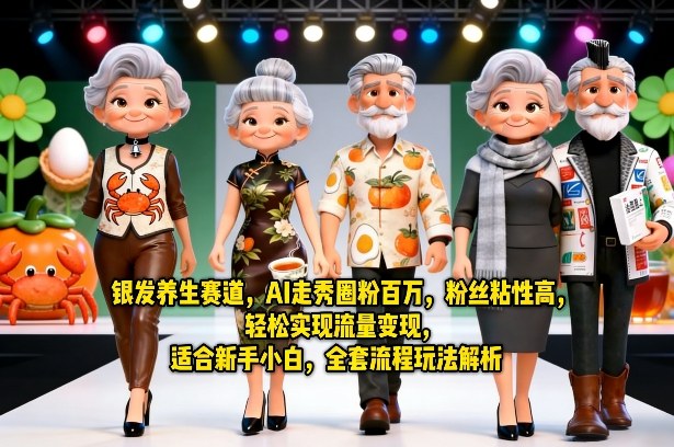 银发养生赛道，AI走秀圈粉百万，粉丝粘性高，轻松实现流量变现，适合新手小白，全套流程玩法解析-快名资源网