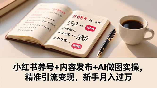 小红书养号+内容发布+AI做图实操，精准引流变现，新手月入过万-快名资源网