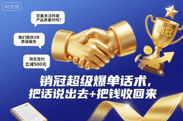 销冠超级爆单话术，把话说出去+把钱收回来-快名资源网
