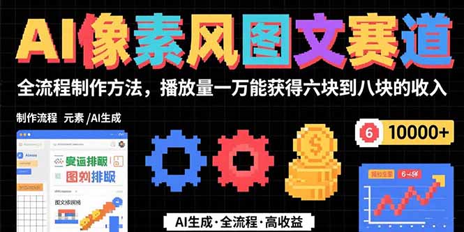AI像素风图文赛道：全流程制作方法，播放量一万能获得6块到8块的收入-快名资源网
