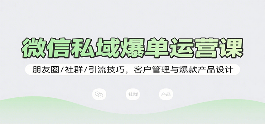 微信私域爆单运营课：朋友圈/社群/引流技巧，客户管理与爆款产品设计-快名资源网