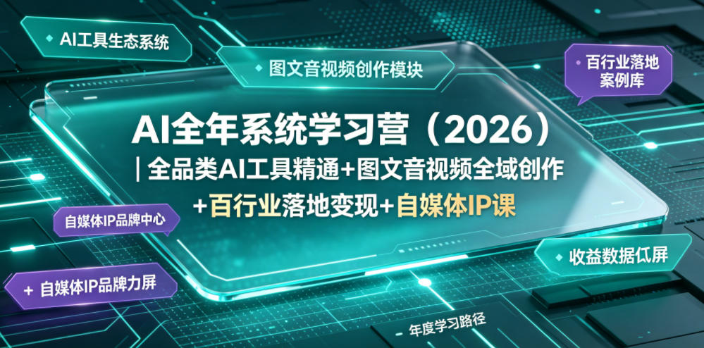 AI全年系统学习营(2026)｜全品类AI工具精通+图文音视频全域创作+百行业落地变现+自媒体IP打造年度进阶大课-快名资源网