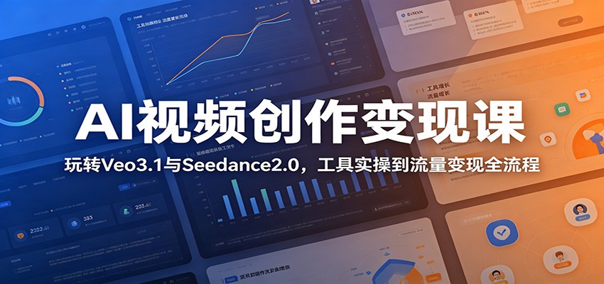 AI视频创作变现课：玩转Veo3.1与Seedance2.0，工具实操到流量变现全流程-快名资源网