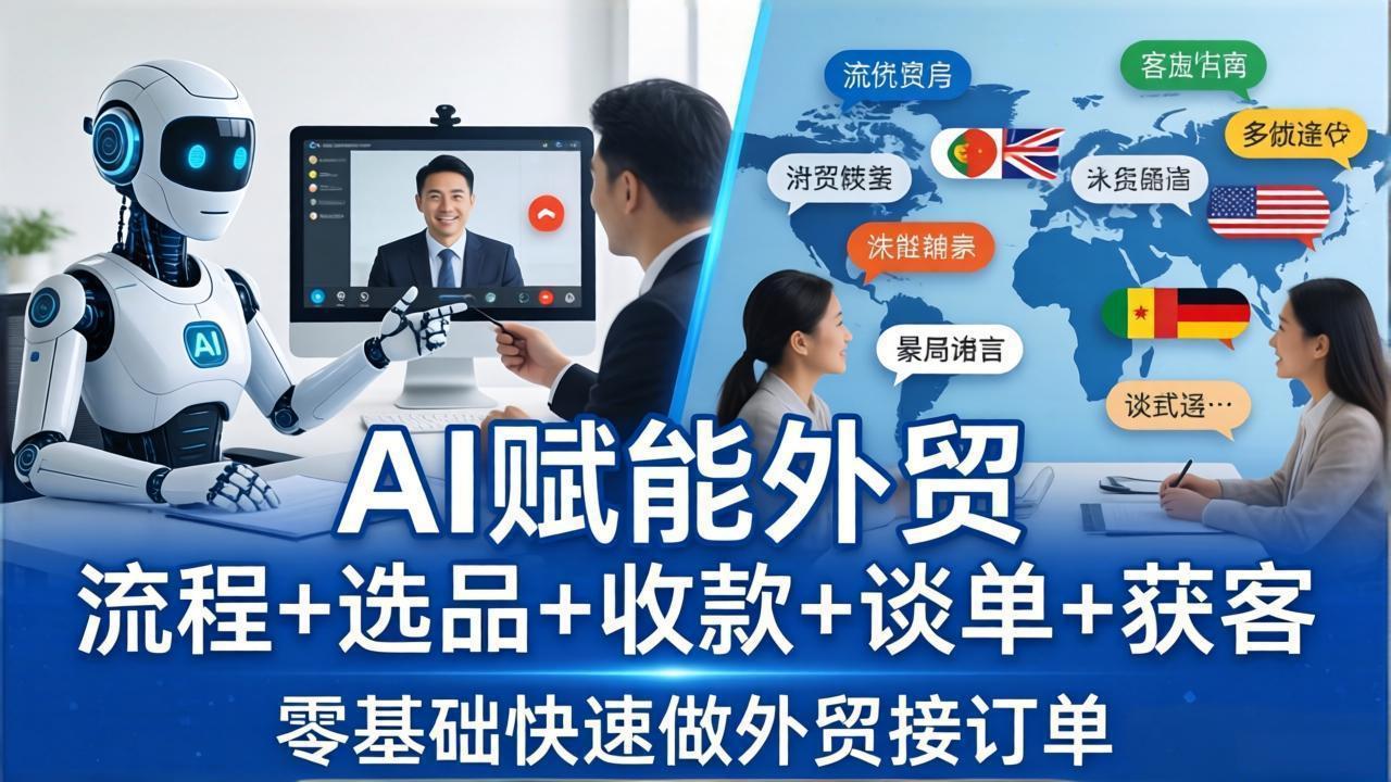 外贸+AI实战课：流程+选品+收款+谈单+获客，零基础快速做外贸接订单-快名资源网