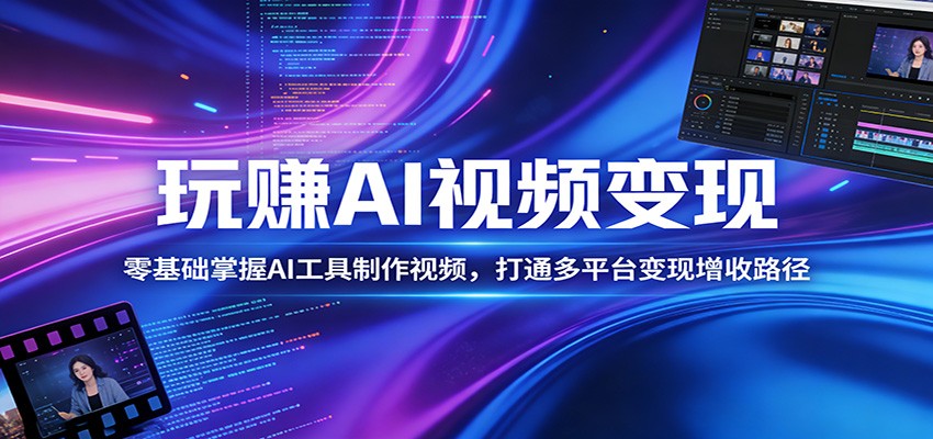 玩赚AI视频变现，零基础掌握AI具制作视频，打通多平台变现增收路径-快名资源网