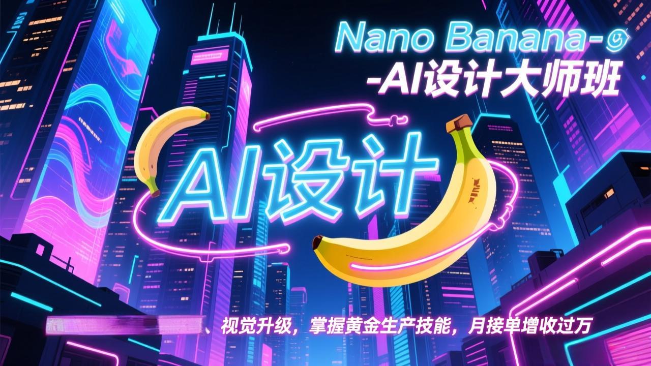 Nano Banana-AI设计大师班，修图合成、广告创作、视觉升级，掌握黄金生产技能，月接单增收过万-青虫资源网