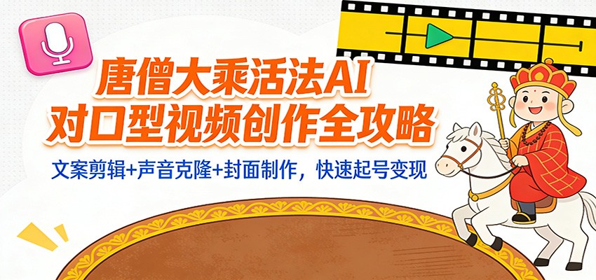 “大乘活法”AI对口型视频创作全攻略：文案剪辑+声音克隆+封面制作，快速起号变现-快名资源网