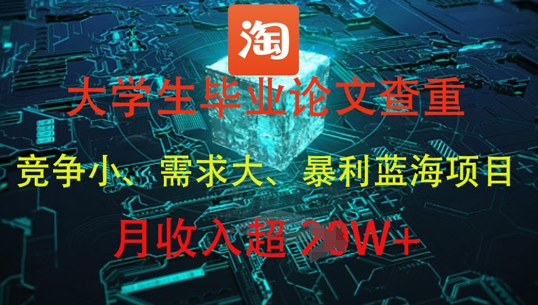 大学生毕业论文查重，暴利蓝海项目，月收入过1W+-快名资源网