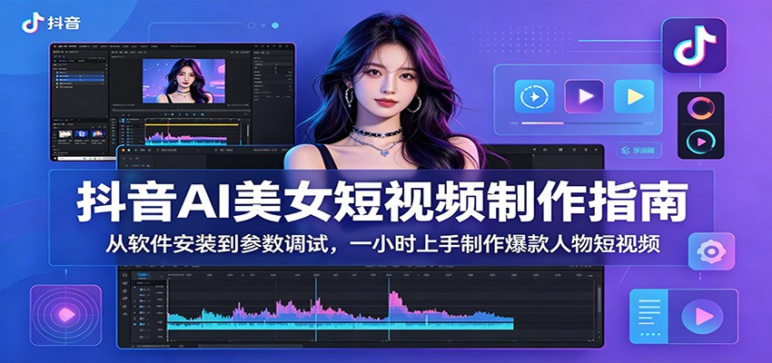 抖音AI美女短视频制作指南：从软件安装到参数调试，一小时上手制作爆款人物短视频-快名资源网