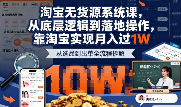 2025最新淘宝无货源系统课，从底层逻辑到落地操作，靠淘宝实现月入过1W(更新)-快名资源网