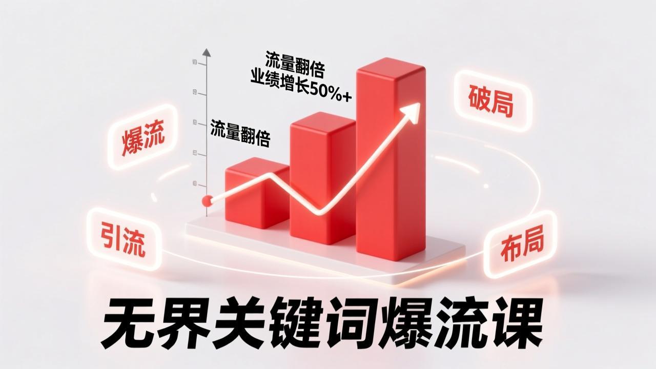 无界关键词爆流课，破局布局逻辑、阶段精准引流，实现流量翻倍，店铺业绩增长50%+。-快名资源网