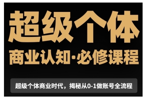 超级个体商业认知觉醒视频课，商业认知·必修课程揭秘从0-1账号全流程-快名资源网