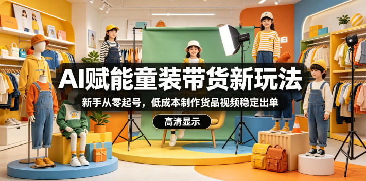 AI赋能童装带货新玩法，新手从零起号，低成本制作货品视频稳定出单-快名资源网