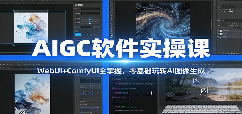 AIGC软件实操课：WebUI+ComfyUI全掌握，零基础玩转AI图像生成-快名资源网