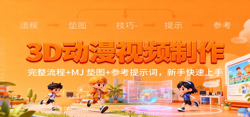 3D动漫视频制作，完整流程+MJ 垫图+参考提示词，新手快速上手-快名资源网