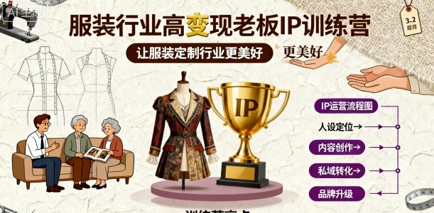 服装行业高变现老板IP训练营，让服装定制行业更美好-快名资源网