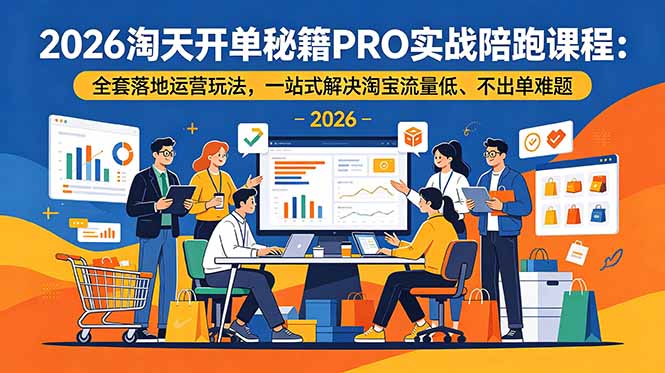 2026淘天开单秘籍PRO实战陪跑课程：全套落地运营玩法，一站式解决淘宝流量低、不出单难题-快名资源网
