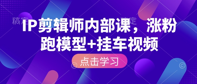 IP剪辑师内部课，涨粉跑模型+挂车视频(更新)-快名资源网
