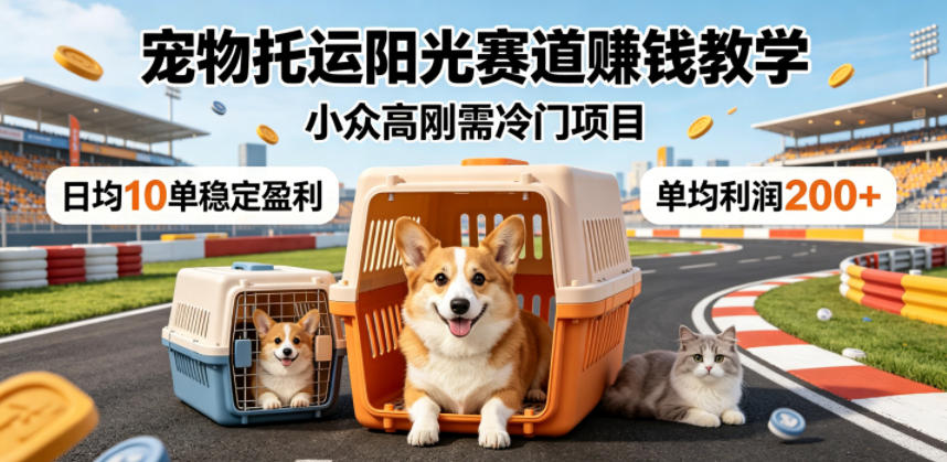 宠物托运阳光赛道賺钱教学，小众高刚需冷门项目，日均10单稳定盈利，单均利润200+-快名资源网