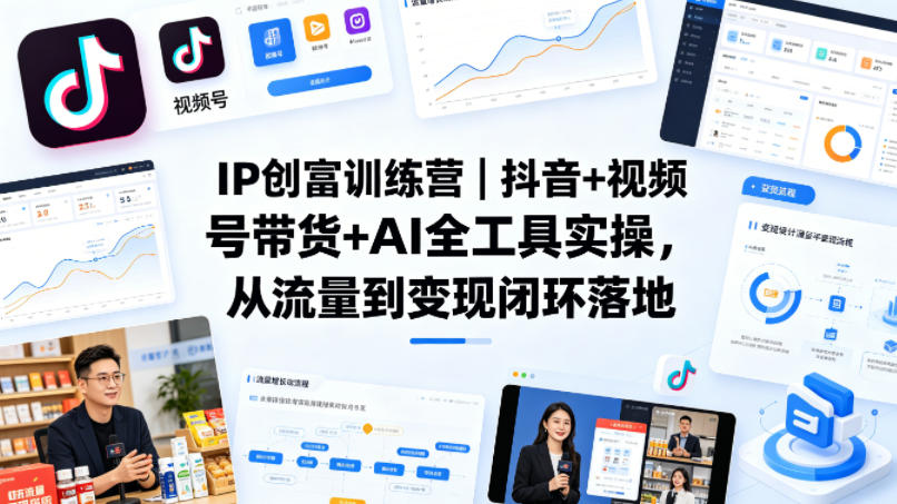 IP创富训练营｜抖音+视频号带货+AI全工具实操，从流量到变现闭环落地-快名资源网