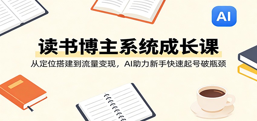 读书博主系统成长课：从定位搭建到流量变现，AI助力新手快速起号破瓶颈-快名资源网