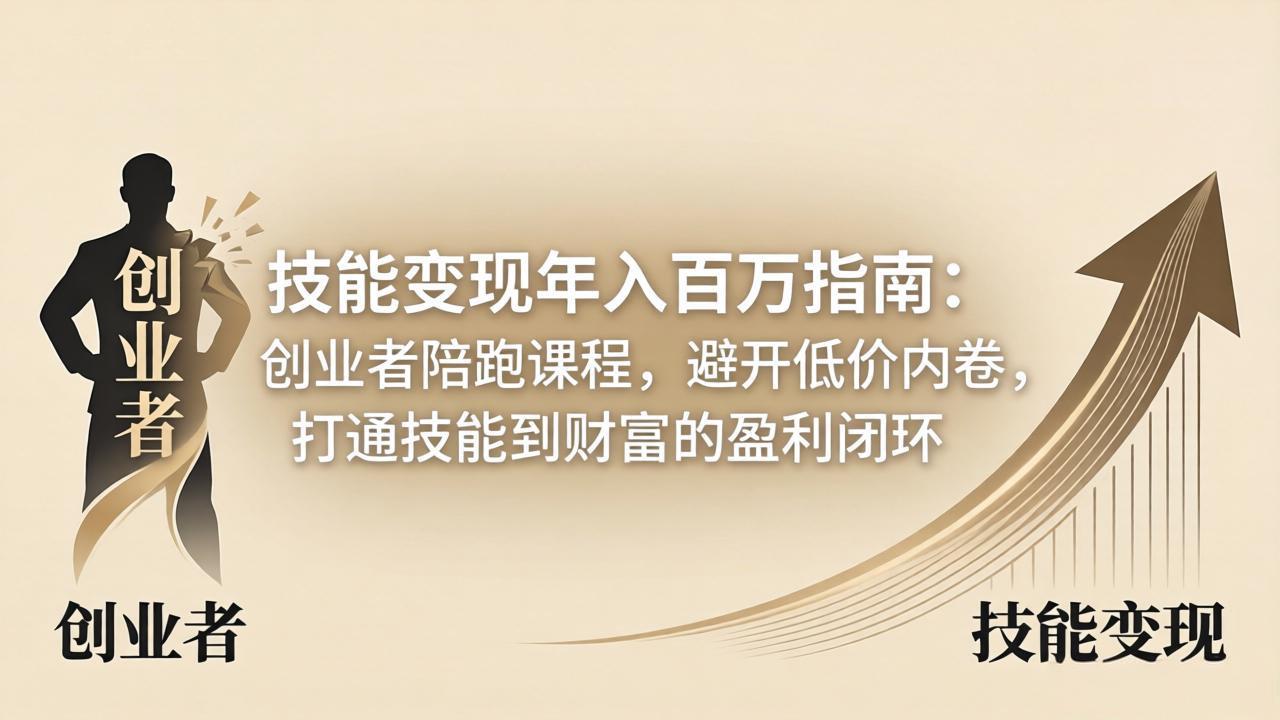 技能变现年入百万指南：创业者陪跑课程，避开低价内卷，打通技能到财富的盈利闭环-快名资源网