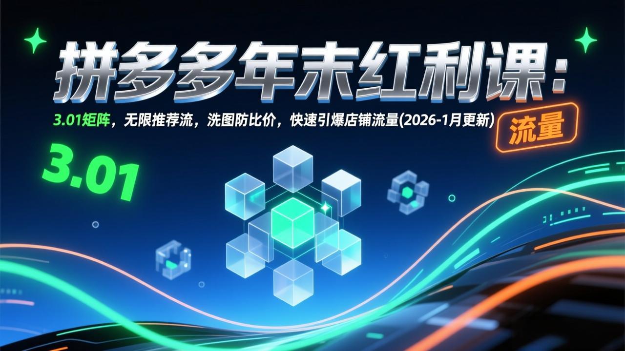 拼多多年末红利课：3.01矩阵，无限推荐流，洗图防比价，快速引爆店铺流量(2026-1月更新-快名资源网