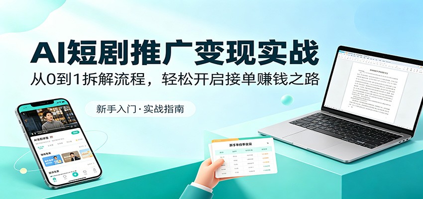 AI短剧推广变现实战：从0到1拆解流程，轻松开启接单赚钱之路-快名资源网