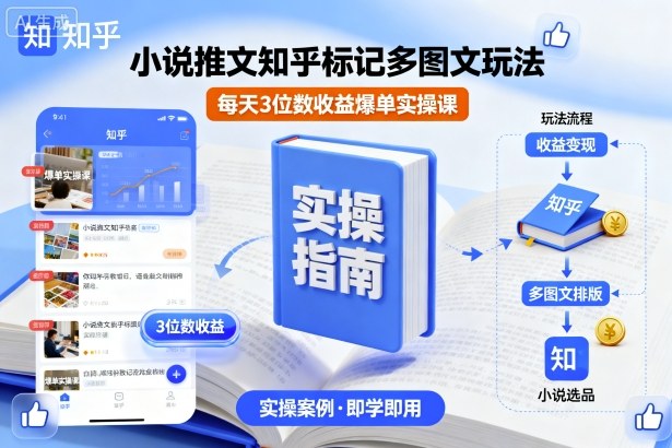 小说推文知乎标记多图文玩法，每天3位数收益爆单实操课-青虫资源网