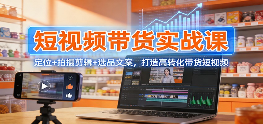 短视频带货实战课：定位+拍摄剪辑+选品文案，打造高转化带货短视频-快名资源网