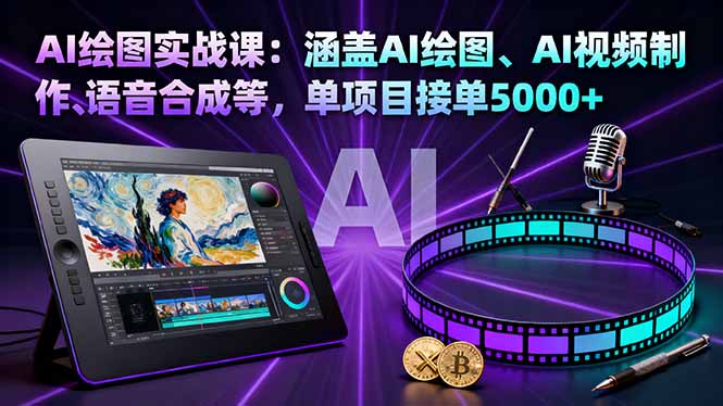 AI绘图实战课：涵盖AI绘图、AI视频制作、语音合成等，单项目接单5000+-青虫资源网