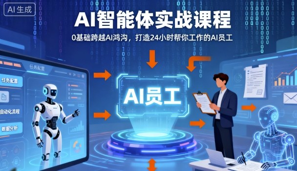 Ai智能体实战课程，0基础跨越Ai鸿沟，打造24小时帮你工作的Ai员工，打破常规，以实战定义Ai-青虫资源网