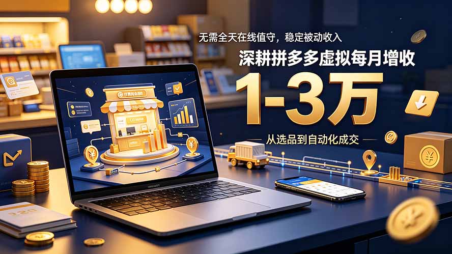 无需全天在线值守，稳定被动收入，深耕拼多多虚拟每月增收 1-3 万-青虫资源网