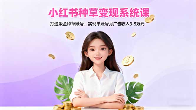 小红书种草变现系统课：打造吸金种草账号，实现单账号月广告收入3-5万元-快名资源网