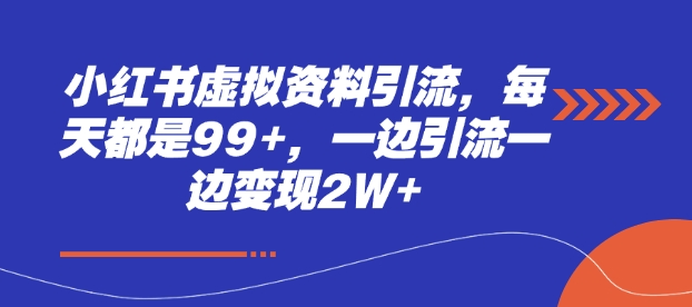 小红书虚拟资料引流，每天都是99+，一边引流一边变现2W+-快名资源网