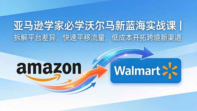 亚马逊卖家必学沃尔玛新蓝海实战课｜拆解平台差异，快速平移流量，低成本开拓跨境新渠道-快名资源网