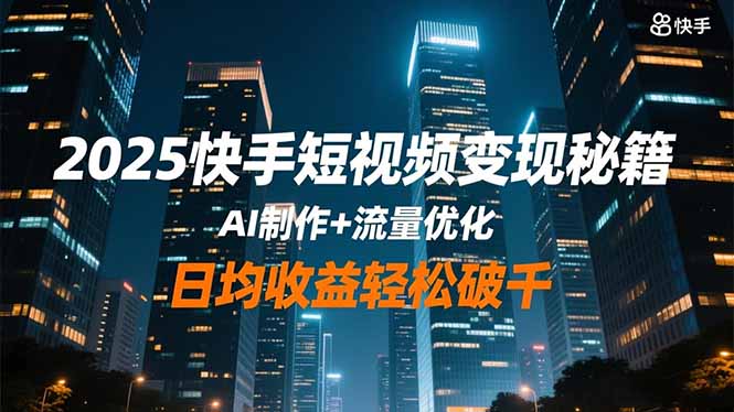 2025快手短视频变现秘籍，AI制作+流量优化，日均收益轻松破千-快名资源网