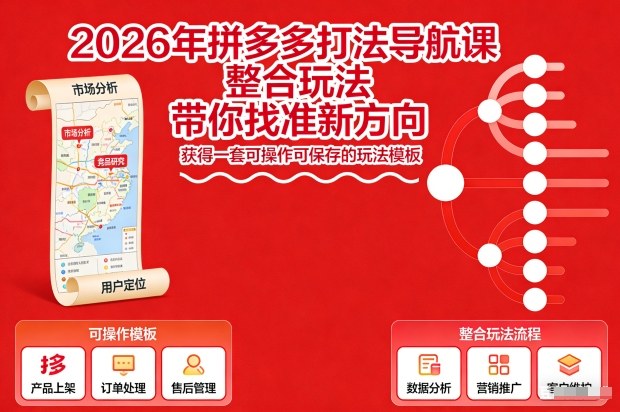 2026年拼多多打法导航课，整合玩法，带你找准新方向，获得一套可操作可保存的玩法模板-快名资源网