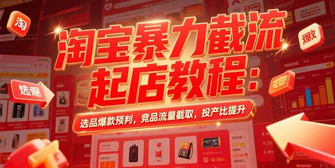 淘宝暴力截流起店教程：选品爆款预判，竞品流量截取，投产比提升-快名资源网
