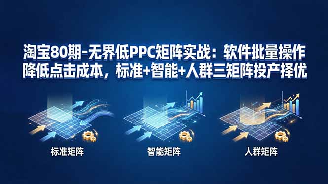 淘宝80期-无界低PPC矩阵实战：软件批量操作降低点击成本，标准+智能+人群三矩阵投产择优-快名资源网