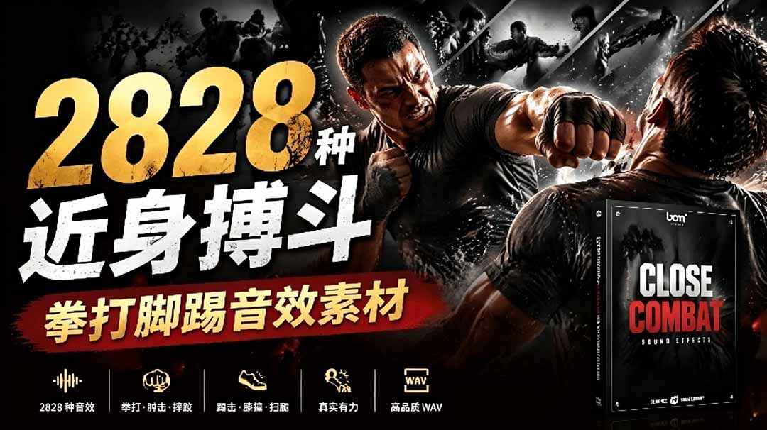 宝藏级别音效！2828种近身搏斗拳打脚踢音效素材，全部中文分类，免解压使用  Close Combat-青虫资源网