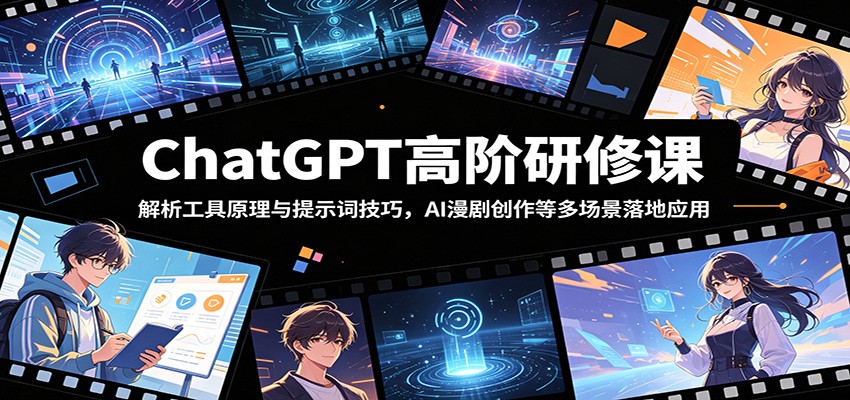 ChatGPT高阶研修课：解析工具原理与提示词技巧，AI漫剧创作等多场景落地应用-快名资源网