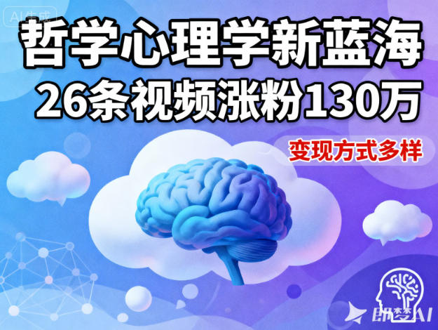 短视频新蓝海，哲学心理学赛道，26条视频涨粉130W，变现方式多样-快名资源网
