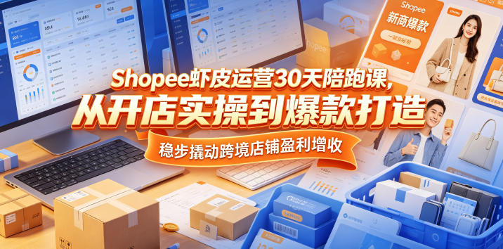 Shopee虾皮运营30天陪跑课，从开店实操到爆款打造，稳步撬动跨境店铺盈利增收-快名资源网