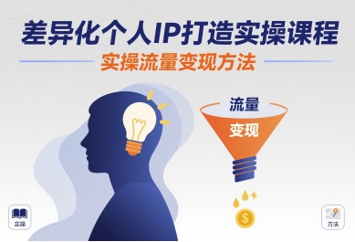 差异化个人IP打造实操课程，实操流量变现方法-快名资源网