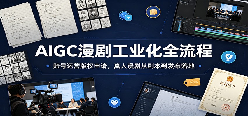 AIGC漫剧工业化全流程：账号运营版权申请，真人漫剧从剧本到发布落地-青虫资源网