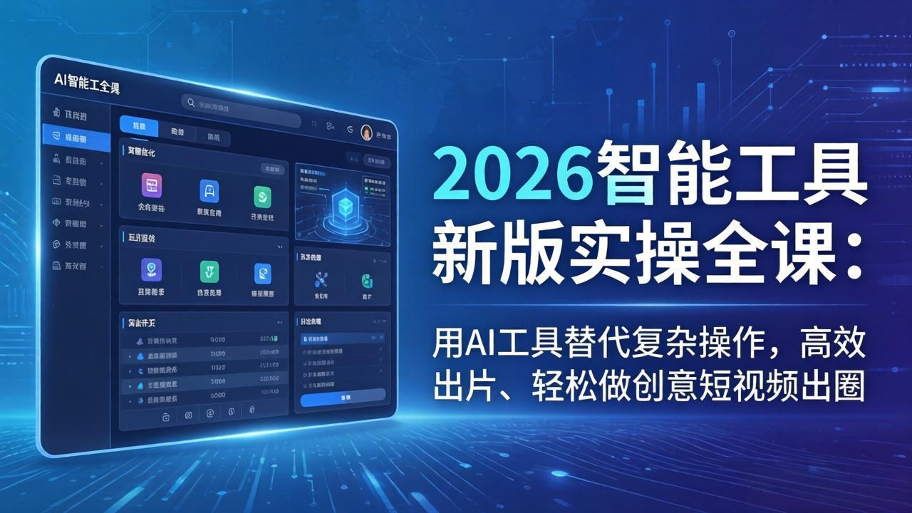 2026智能工具新版实操全课：用AI工具替代复杂操作，高效出片、轻松做创意短视频出圈-快名资源网